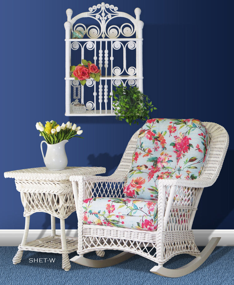 White wicker rocker online set